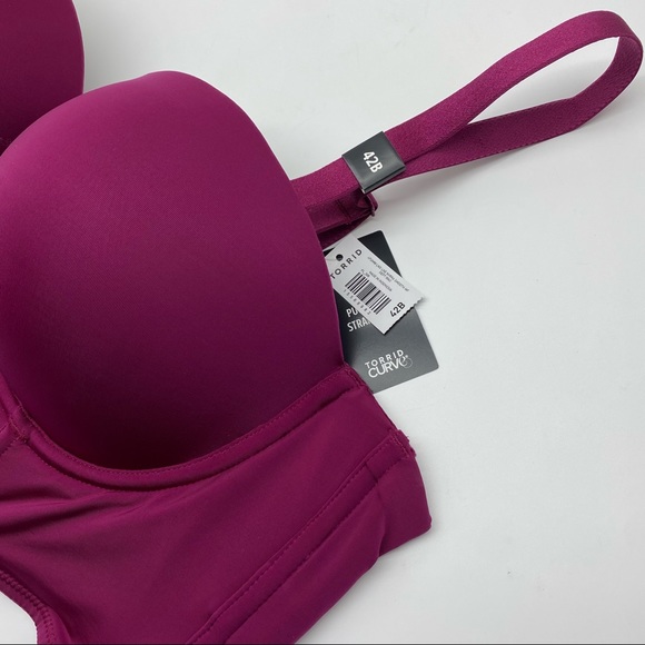 Torrid Women’s Plus Size Push-Up Dark Berry Pink MultiWay Strapless Longline Bra - Picture 11 of 15